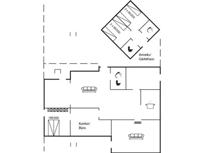 a floor plan of a house at Holiday Home Frethi - 350m from the sea by Interhome in Blokhus