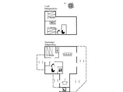 a floor plan of a house at Holiday Home Ønef - 1km from the sea by Interhome in Blokhus
