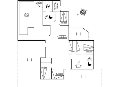 a floor plan of a house at Holiday Home Yessica - 300m from the sea by Interhome in Løkken