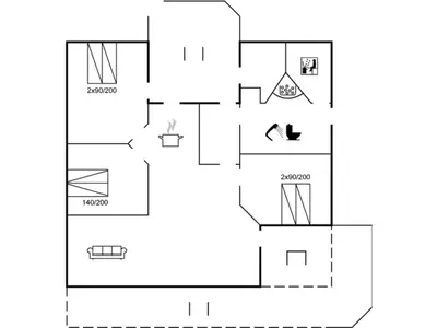 a floor plan of a house with at Holiday Home Jelin - 2-5km from the sea by Interhome in Blokhus