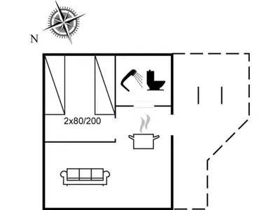 a schematic diagram of a laboratory with a fire hydrant at Holiday Home Amie - 800m from the sea by Interhome in Blokhus