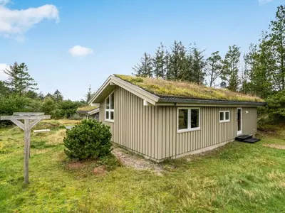 a small house with a grass roof on a field at Holiday Home Hereth - 700m from the sea by Interhome in Saltum