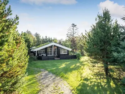 a cabin in the woods with a yard at Holiday Home Barnet - 2-2km from the sea by Interhome in Blokhus