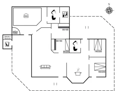 a floor plan of a house at Holiday Home Mechthild - 2-7km from the sea by Interhome in Saltum