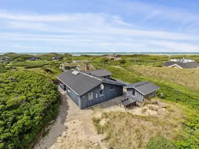an overhead view of a black house in a field at Holiday Home Aghe - 250m from the sea by Interhome in Saltum