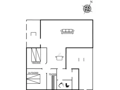 a floor plan of a house at Holiday Home Aghe - 250m from the sea by Interhome in Saltum