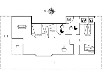 a floor plan of a small house with at Holiday Home Frerich - 1-5km from the sea by Interhome in Saltum