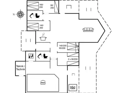 a floor plan of a house at Holiday Home Nayati - 2km from the sea by Interhome in Saltum