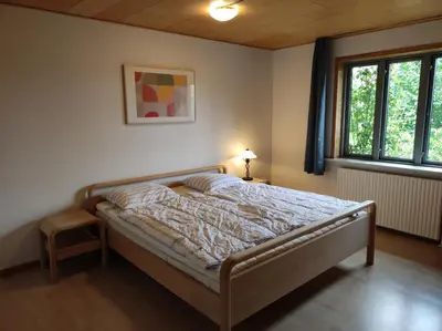 a bedroom with a bed in a room with a window at Hjortdal B&B in Fjerritslev