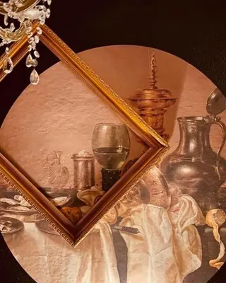a painting of a picture with a glass and vases at Skuespiller Centralen in Viborg