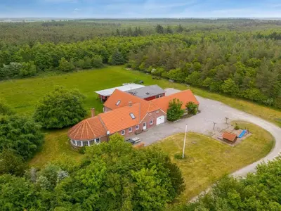 an aerial view of a large house with a yard at Holiday Home Wilmar - 1km to the fjord by Interhome in Vemb