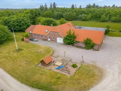 an aerial view of a house with an orange roof at Holiday Home Wilmar - 1km to the fjord by Interhome in Vemb