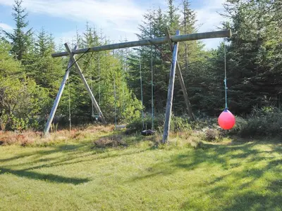 a red ball on a swing in a field at Holiday Home Neven - 900m from the sea by Interhome in Torsted