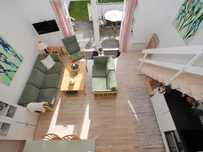an overhead view of a living room with furniture at Apartment Benta - 150m to the fjord by Interhome in Vestervig