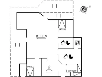 a floor plan of a house at Holiday Home Selke - 300m to the fjord by Interhome in Vestervig