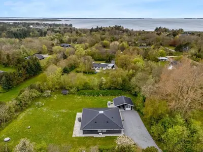 an overhead view of a house with a roof at Holiday Home Veijo - 400m to the fjord by Interhome in Spottrup