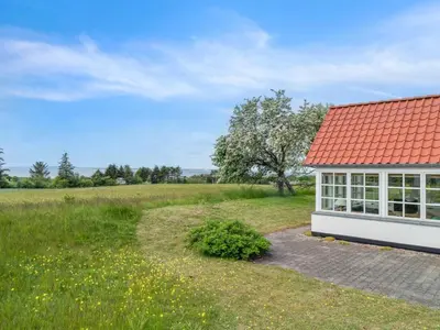 a small house with a red roof in a field at Holiday Home Althea - 750m to the fjord by Interhome in Fur