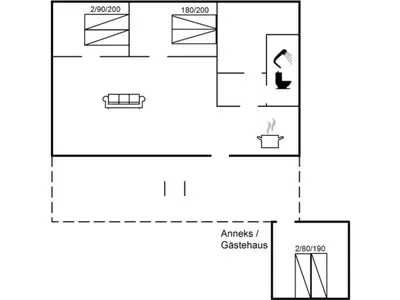 a schematic diagram of the study area at Holiday Home Lefke - 400m to the fjord by Interhome in Roslev