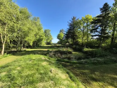 a path through a field with trees and grass at Holiday Home Aswarth - 50m to the fjord by Interhome in Fur