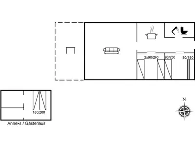 a floor plan of a small house with diagrams at Holiday Home Thrine - 100m to the fjord by Interhome in Fur