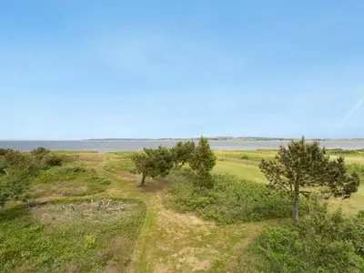 an aerial view of a field with trees and the ocean at Holiday Home Gren - 90m to the fjord by Interhome in Roslev