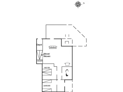 a floor plan of a house at Holiday Home Jussi - 3-5km from the sea by Interhome in Brovst