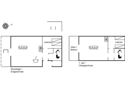 a floor plan of a bathroom with a toilet at Holiday Home Emiline - 250m from the sea by Interhome in Saltum