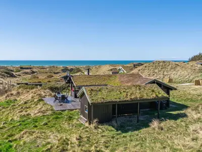 a house with a grass roof on the beach at Holiday Home Baltur - 650m from the sea by Interhome in Saltum