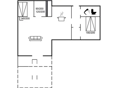 a floor plan of a tiny house at Holiday Home Baltur - 650m from the sea by Interhome in Saltum