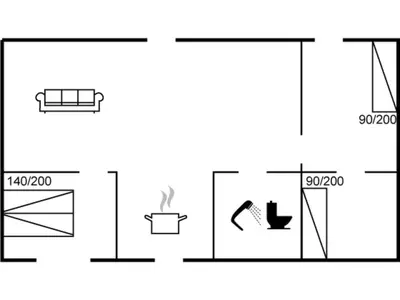 a diagram of a bathroom with two toilets at Holiday Home Josefiina - 450m to the fjord by Interhome in Løgsted