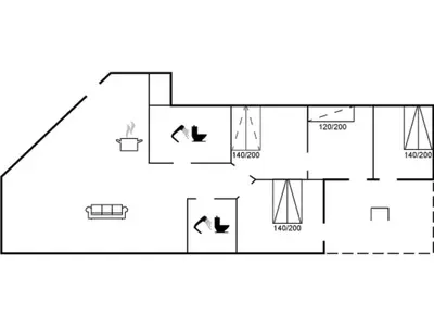 a floor plan of a house at Holiday Home Marlien - 1km to the fjord by Interhome in Løgsted