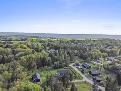 an aerial view of a village with houses and trees at Holiday Home Eireen - 600m to the fjord by Interhome in Farsø