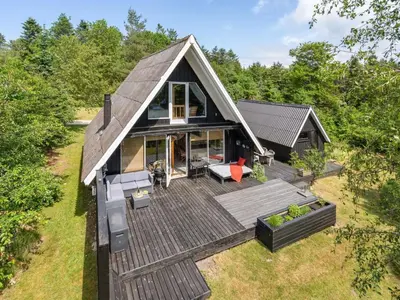 an overhead view of a house with a deck at Holiday Home Jütte - 2km to the fjord by Interhome in Farsø