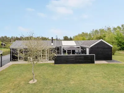 a house with a black roof and a yard at Holiday Home Henriete - 3-5km from the sea by Interhome in Fjerritslev