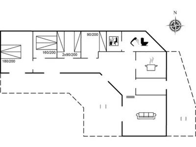a floor plan of a tiny house at Holiday Home Gunnie - 1-1km from the sea by Interhome in Fjerritslev