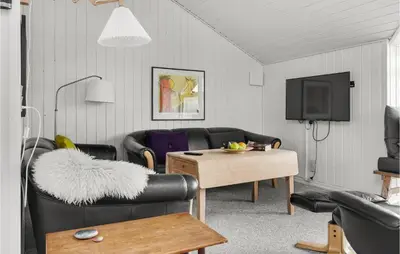 a living room with a couch and a tv at Amazing Home In Thisted With Sauna in Torsted
