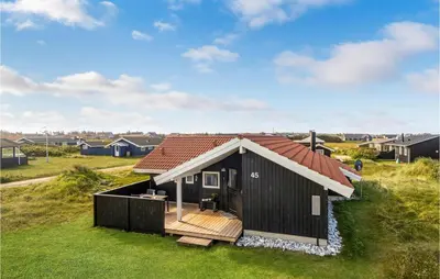a small black house with a red roof at 3 Bedroom Stunning Home In Thisted in Thisted