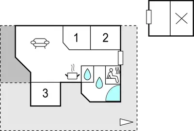 a block diagram of a bathroom with two toilets at Cozy Home In Hurup Thy With Sauna in Sønder Ydby