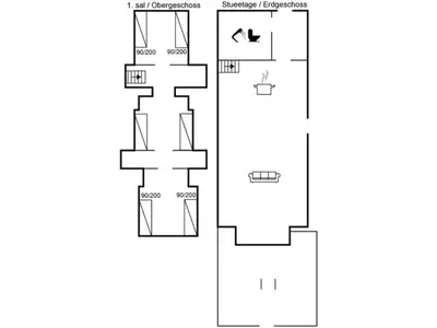 a floor plan of a house at Holiday Home Pauliina - 10m to the fjord by Interhome in Roslev